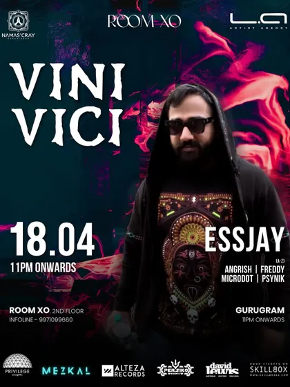 It was an honor to be on the lineup with the legendary psytrance duo Vini Vici. This poster is from a massive night in Gurugram, sharing my sound alongside the pioneers of the scene.