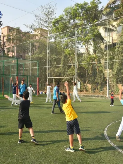 Players stretch and prepare for a session at our new Don Bosco, Nerul center. We emphasize proper warm-ups to ensure our athletes are ready for high-performance training.