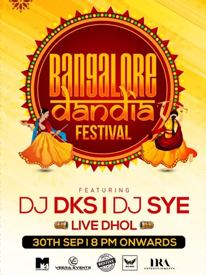 The poster for the Bangalore Dandiya Festival at XU. These events are a highlight of the year, featuring live dhol and non-stop dancing.