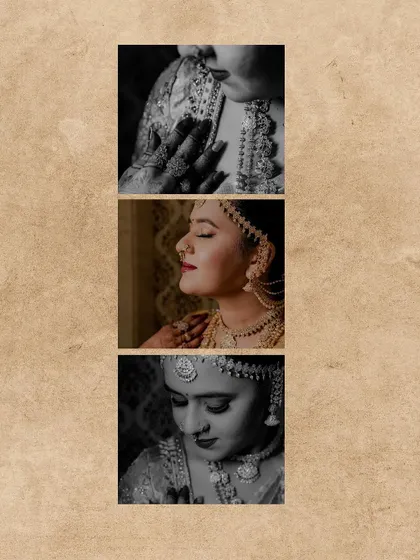 The same elegant black and white triptych, presented on a textured background for a vintage feel.