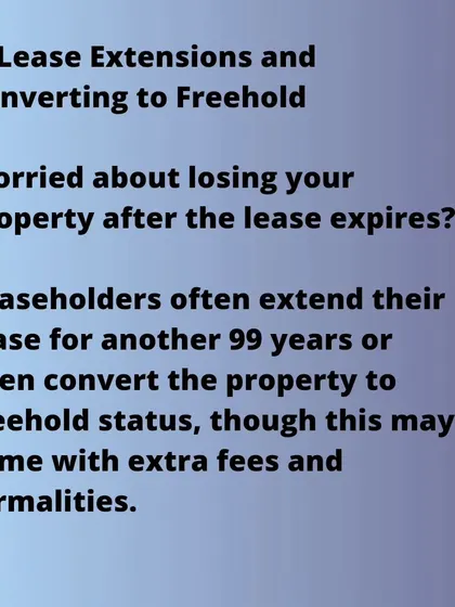 Leaseholders often have the option to extend their lease, typically for another 99 years, or convert the property to freehold status. However, this process usually involves extra fees and legal formalities.