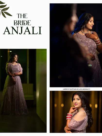 A collage dedicated to the bride, Anjali, in her gorgeous lavender reception gown.