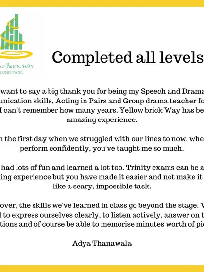This student has taken nearly 20 exams with us, exploring everything from GESE to Group Drama. Her journey shows how our program builds versatile life skills, not just exam techniques.