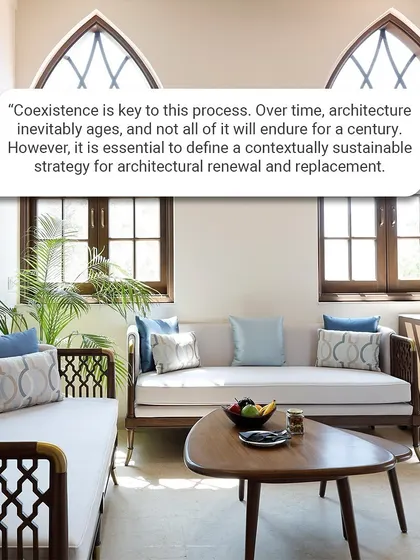 Coexistence is key to architectural renewal. At the Taj Yellow House, featured in Elle Decor, I focused on a contextually sustainable strategy, restoring an old villa to blend heritage with modern functionality for a timeless result.