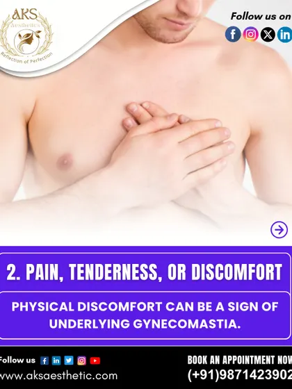 Physical discomfort, including pain, tenderness, or sensitivity in the chest area, can be another indicator of underlying gynecomastia.