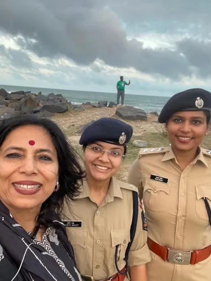 A moment of reflection in Puducherry with my daughter Isha, an IPS officer, and her colleague. The fight for justice requires strength and resolve, and seeing the next generation of officers committed to public service gives me immense hope for a safer and more equitable future.