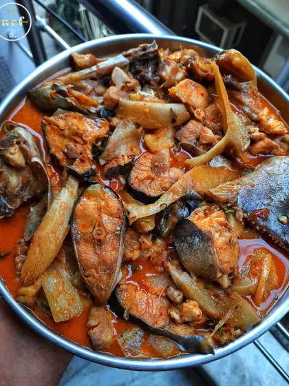 Pangasius fish cooked with bamboo shoots, a simple yet delicious curry.