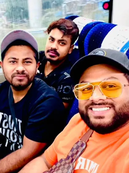 Another selfie from our trip to Varanasi. Traveling by train with the band is always a fun experience.
