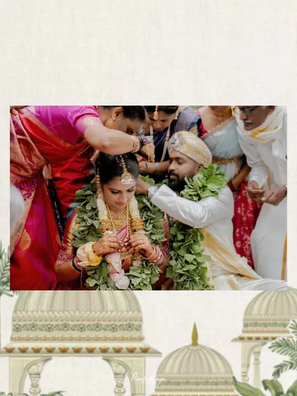 A creative composition of a key wedding ritual, framed by elegant illustrations. This shows my artistic approach to presenting your most cherished memories.
