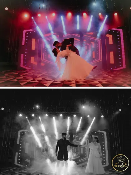 Another look at the couple's stunning dance performance, captured in both color and black and white.