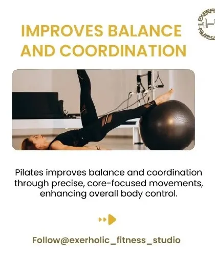 Improve your balance and coordination with our precise, core focused movements. Pilates enhances your overall body control, making daily movements feel easier and more graceful.