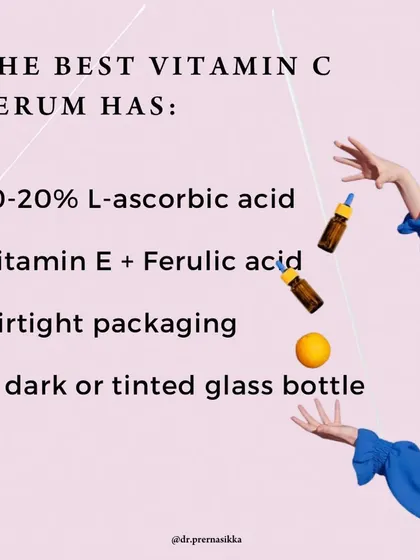 How do you choose the best Vitamin C serum? Look for one with 10-20% L-ascorbic acid, combined with Vitamin E and Ferulic acid for stability. It should also come in airtight, dark, or tinted glass packaging to prevent oxidation.