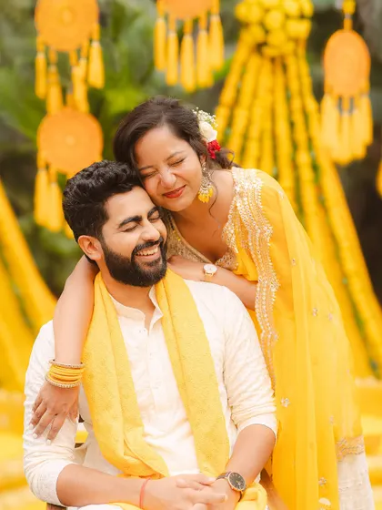 A heartwarming hug during our Haldi ceremony. This is what it's all about for me: capturing pure, unfiltered joy and affection.