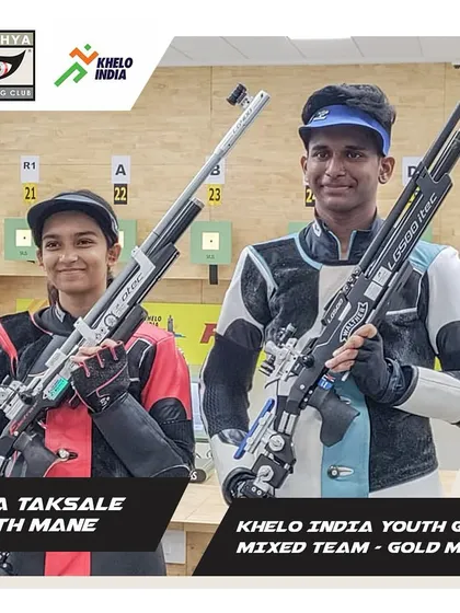 Gold medalists Isha Taksale and Parth Mane after winning the Mixed Team event at the Khelo India Youth Games in Chennai.