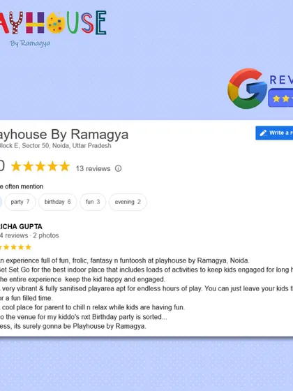 "A very vibrant & fully sanitised playarea apt for endless hours of play." This review emphasizes two of my top priorities: creating a fun atmosphere and maintaining a clean, safe environment for all children.