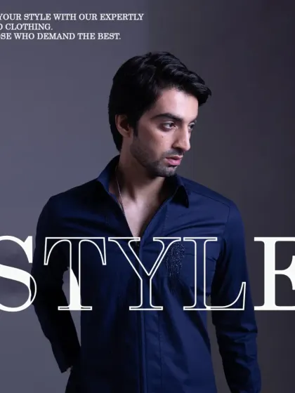 Refine your style with my expertly crafted clothing. This navy blue shirt with subtle pocket embroidery is designed for those who demand the best in their everyday wear.