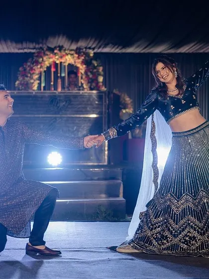 The couple's Sangeet dance was full of fun and romantic moments like this one.