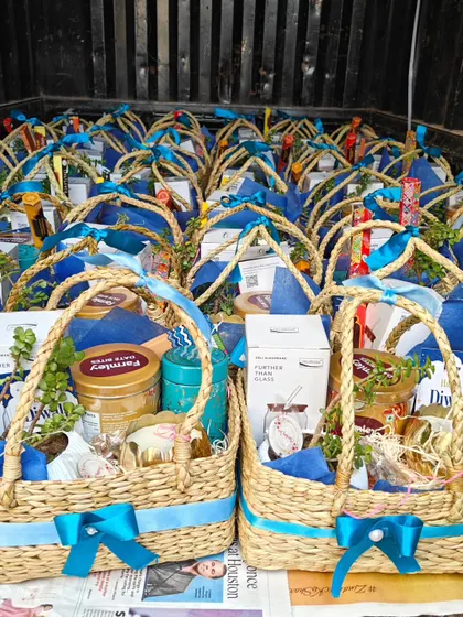 Handling large orders is my specialty. Here is a glimpse of a bulk order of over 250 custom baskets being loaded for pan-India delivery, ensuring every single hamper reaches its destination on time for the celebration.