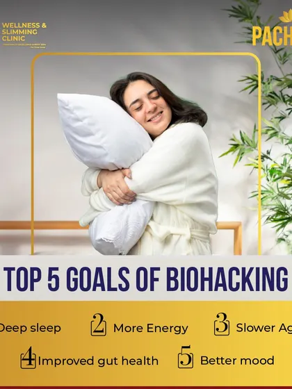 The top five goals of biohacking are achieving deep sleep, having more energy, slowing the aging process, improving gut health, and maintaining a better mood.