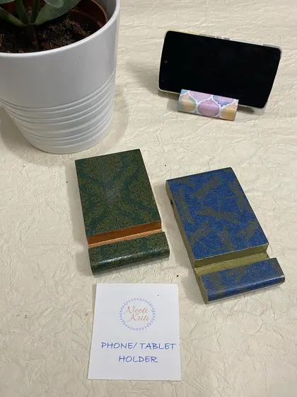 These phone stands have a more rustic, textured look.