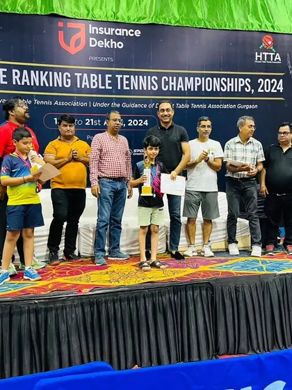 Keshava Vasudev on the podium receiving his bronze medal at the 1st Haryana State Ranking Tournament. Our one-on-one coaching helps players develop the mental toughness required for tournament play.
