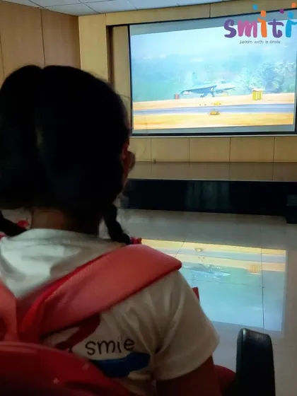 A child watches a special screening of the Aero India Show, arranged for us by the museum. This was a highlight of the trip.