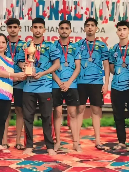 Our Under-19 team with their 2nd runner-up trophy from the CBSE Cluster XIX Kabaddi tournament.