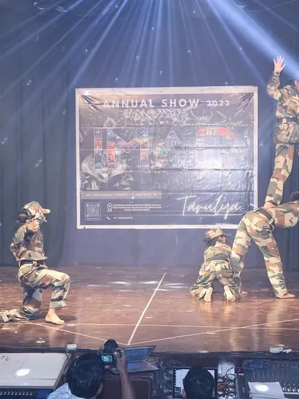 The full army-themed pyramid, a testament to the incredible teamwork and practice of our students.