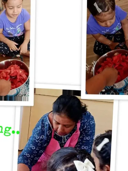 Scenes from our watermelon mojito making day, a perfect summer activity where children sliced, blended, and strained to create a refreshing drink.