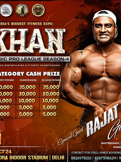 The poster for the Khan Classic Pro League, where I will be a special guest. It is an honor to be part of events that provide a platform for upcoming athletes.