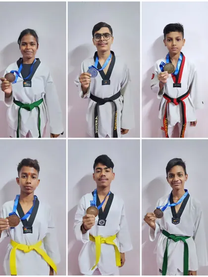 More winners from the All India Taekwondo Championship, displaying a mix of bronze and silver medals. Every medal represents a story of hard work.