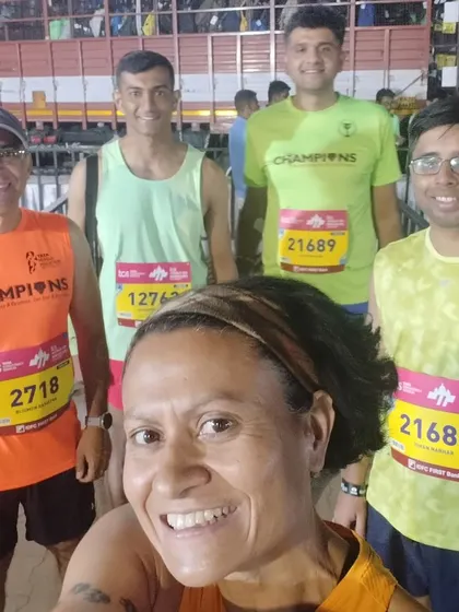 A pre-race selfie with some of my runners at the TCS 10K. I'm not just a coach, I'm in the trenches with them.