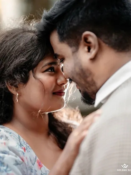 A close-up, intimate portrait that showcases our ability to make couples feel comfortable and capture their genuine connection.