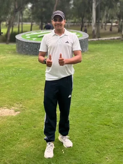 Thumbs up in the park.