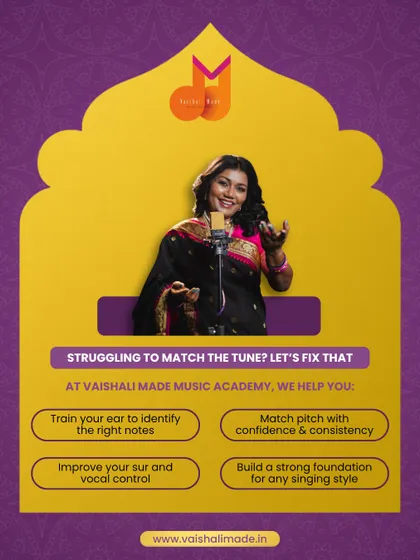 Struggling to match the tune? Let's fix that. At my academy, I help you train your ear, improve your 'sur' and vocal control, and match pitch with confidence, building a strong foundation for any singing style.