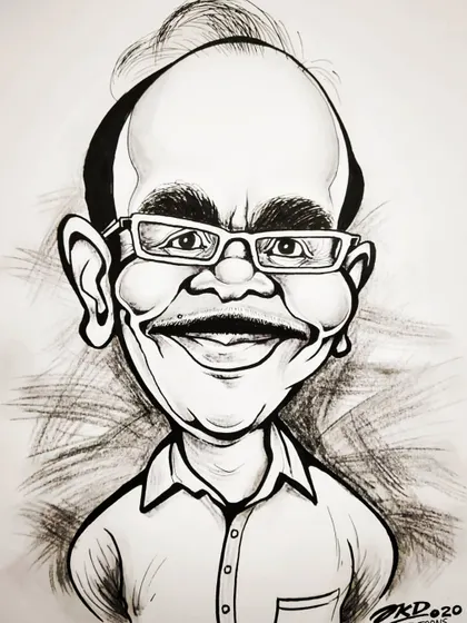I created this caricature for an NGO in Hyderabad. A unique gift like this brings a priceless smile, which is the ultimate reward for me as an artist.