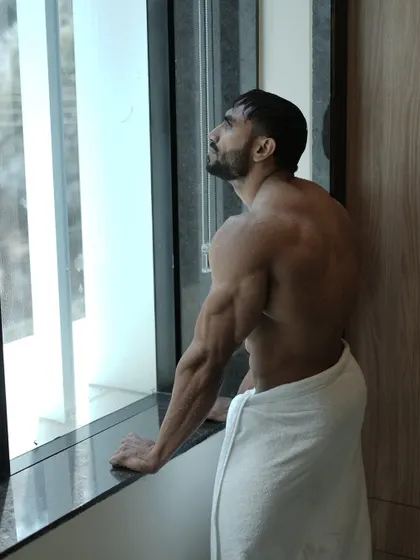 Looking out the window, a shot of my back.