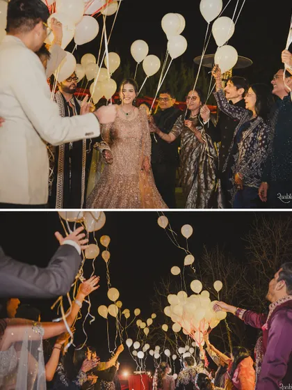 A collage from a beautiful Sufi night, where guests released white balloons to create a magical, ethereal atmosphere.