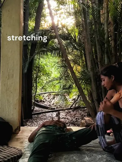 A glimpse into our stretch therapy sessions, where we work one on one to release muscle tension and improve mobility. It's a key part of helping everyone sink into slowness.