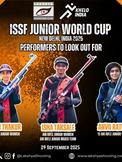 Introducing our formidable trio, Ojasvi Thakur, Isha Taksale, and Anvii Rathod, as performers to watch at the ISSF Junior World Cup in New Delhi. We prepare our athletes to deliver their best on home soil.