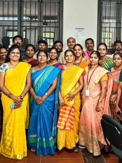 A group photograph with the enthusiastic faculty after a full day session on Scientific Writing and AI Tools in Academic Research in Coimbatore.