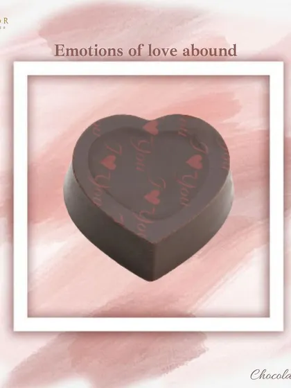 This dark chocolate heart features a subtle "I Love You" transfer print, offering a simple and heartfelt message for someone special.