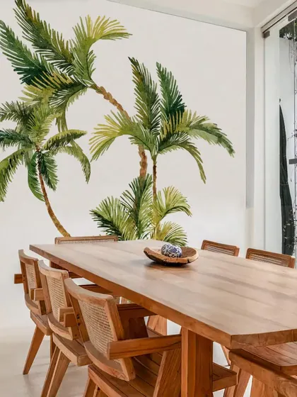 A dining area is given a fresh and natural feel with our Group of Palm Trees wall stickers. The design is a simple yet effective way to bring a touch of the outdoors inside.