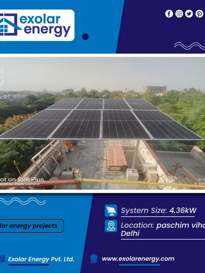 Another 4.36 kW installation, this time in Paschim Vihar, Delhi. We ensure every panel is perfectly aligned to maximize energy absorption from the sun.