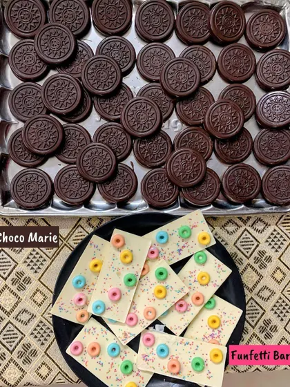 A festive treat of Choco Marie biscuits and colorful Funfetti Bars.