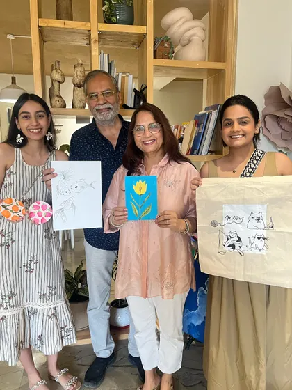 A family celebrating together at the studio. I love it when parents and grandparents join in the fun, making art alongside the kids and creating wonderful shared memories.