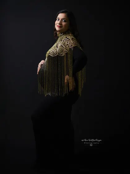 Looking back at the camera, this pose is confident and alluring, showcasing a different angle of this incredible outfit.