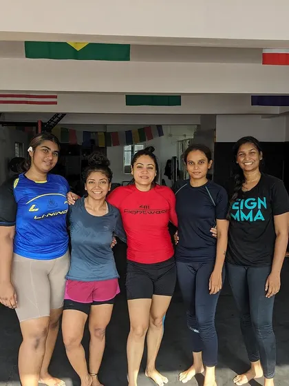 A group of our dedicated female fighters. Two of them are preparing for their third competition in just six months.