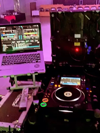 A closer look at my gear, ready for a night of mixing.