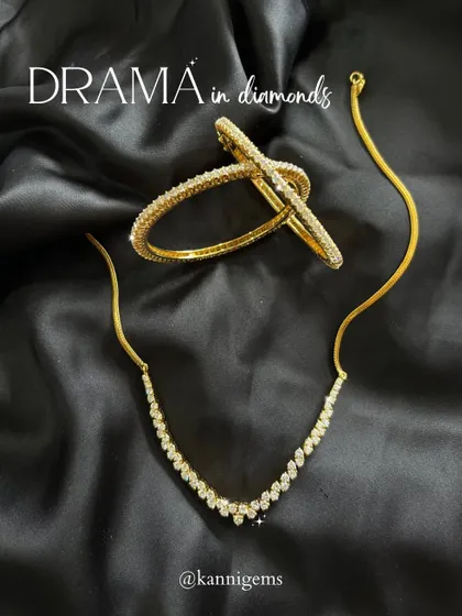 Who says shine has to be subtle? This diamond necklace and bangle set was made to turn heads and own the moment. You are not here to fit in, you are here to dazzle differently.
